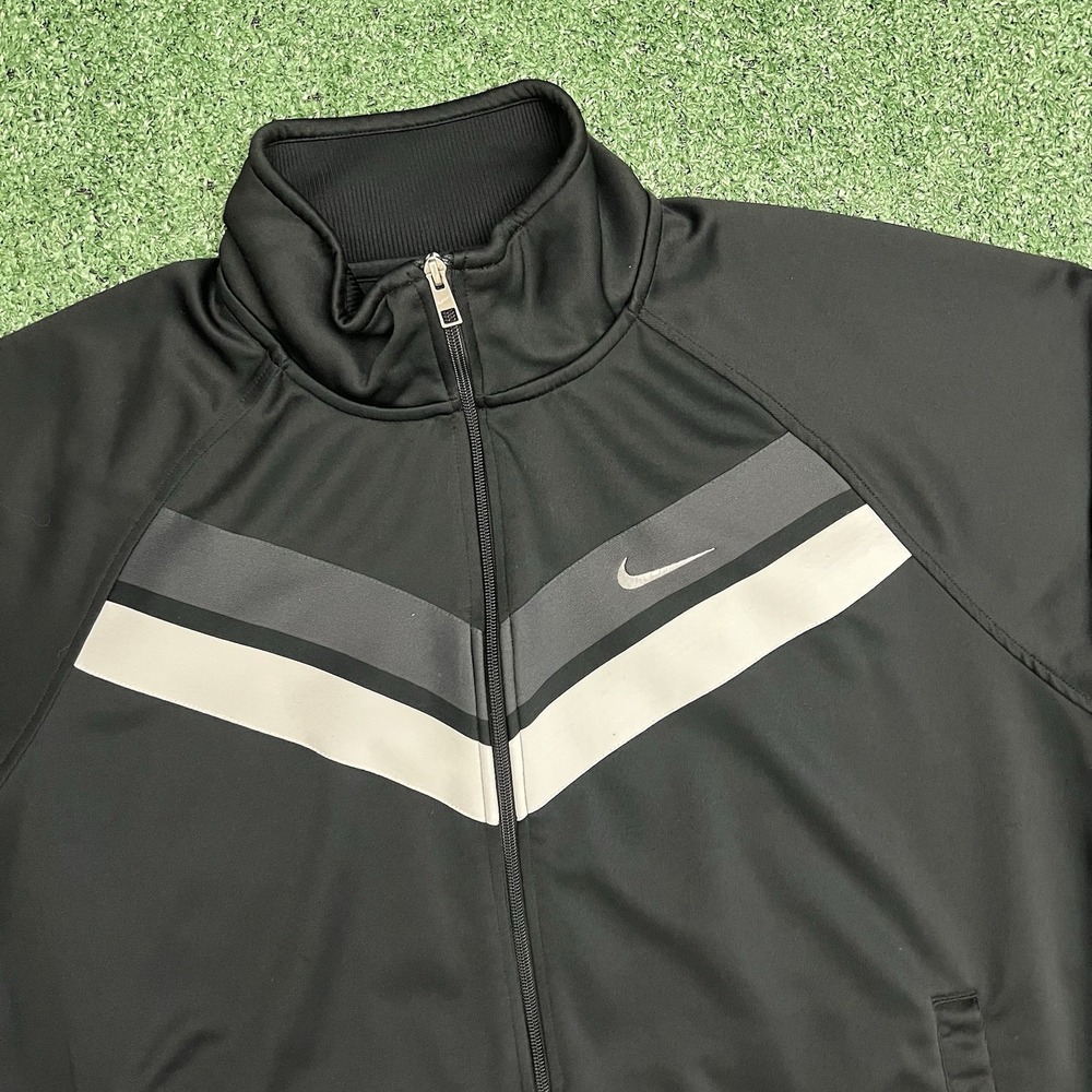 Nike The Athletic Dept Mens XXL Black Chevron Full Zip Track Jacket Mock Neck